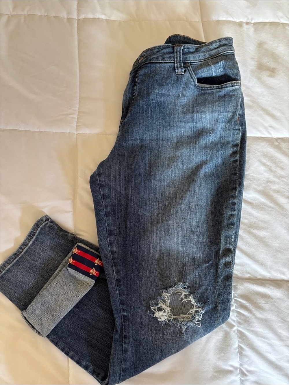 Women's Kut From the Kloth Catherine Boyfriend Distressed Blue Denim Jeans